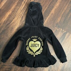 Juicy Couture Baby Toddler Girl 3T Velour Zip Up Hoodie Jacket black